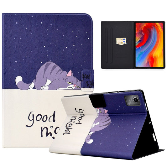 For Lenovo Tab M11 / Xiaoxin Pad 11 2024 Case Card Holder Pattern Leather Tablet Cover - Cat