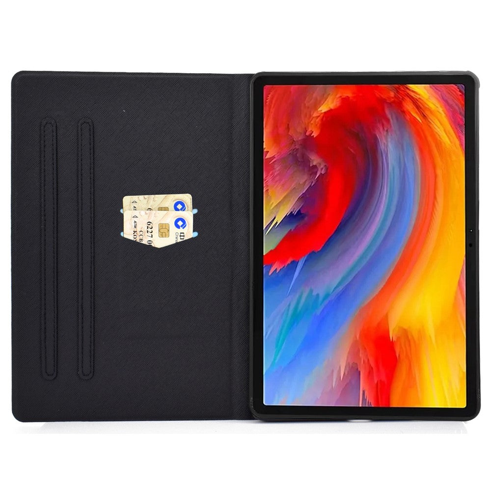 For Lenovo Tab M11 / Xiaoxin Pad 11 2024 Case Card Holder Pattern Leather Tablet Cover - Cat