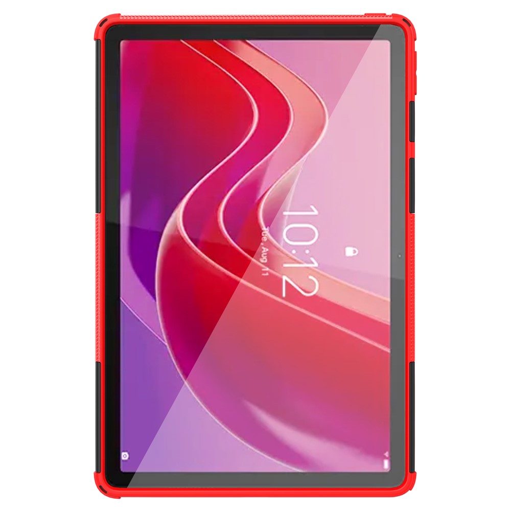 For Lenovo Tab M11 / Xiaoxin Pad 11 2024 Case Tire Texture Shockproof TPU+PC Tablet Cover with Kickstand - Red