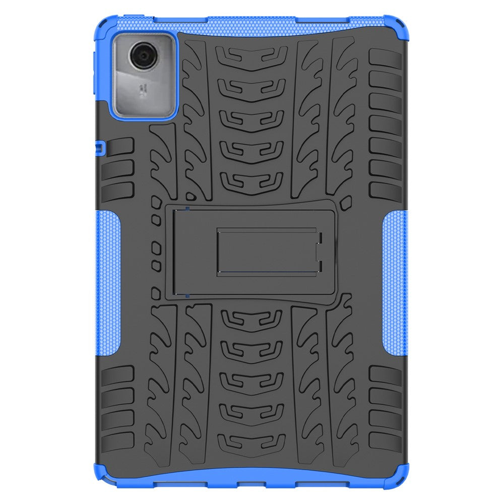 For Lenovo Tab M11 / Xiaoxin Pad 11 2024 Case Tire Texture Shockproof TPU+PC Tablet Cover with Kickstand - Blue