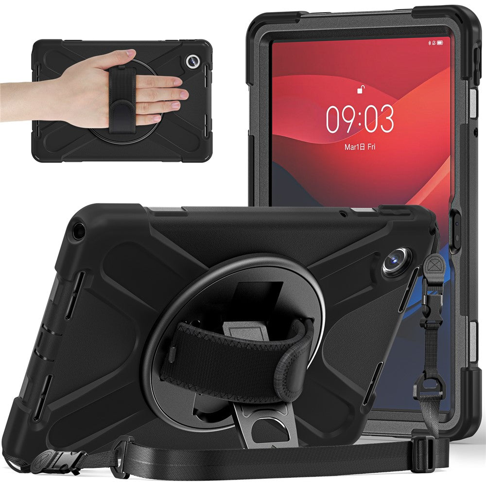 For Lenovo Tab M11 TB-330FU / 331FC / Xiaoxin Pad 11 2024 Case PC+Silicone Tablet Cover with Shoulder Strap - Black