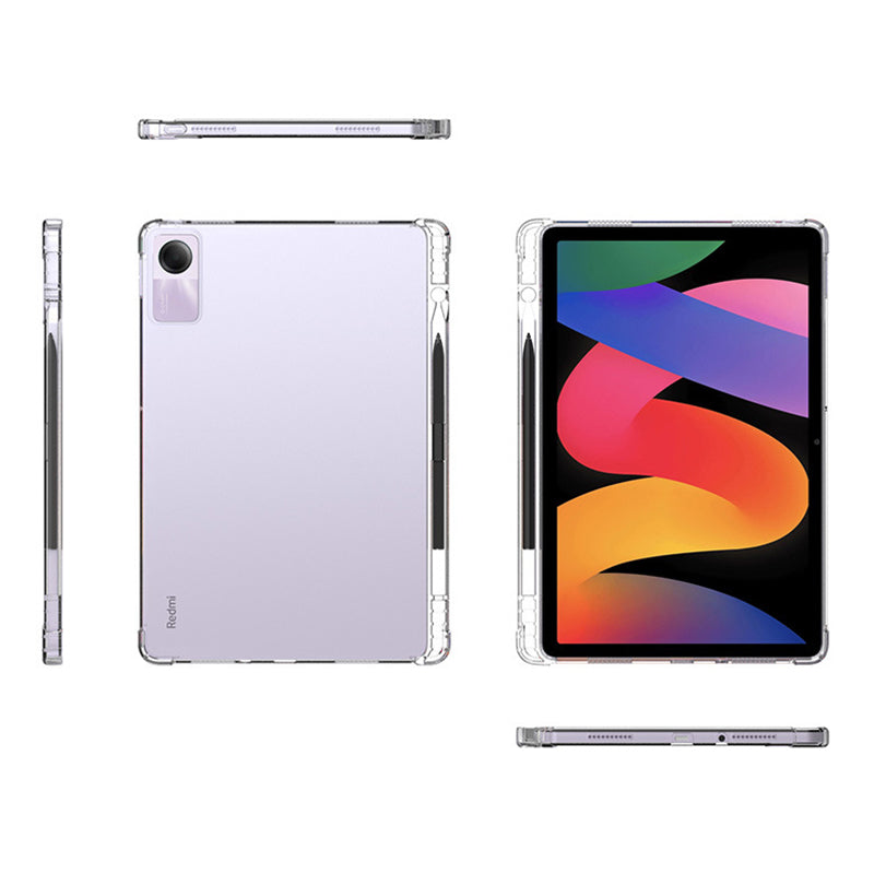 For Xiaomi Redmi Pad SE Case Four Corner Protection Transparent Tablet TPU Cover with Pen Slot