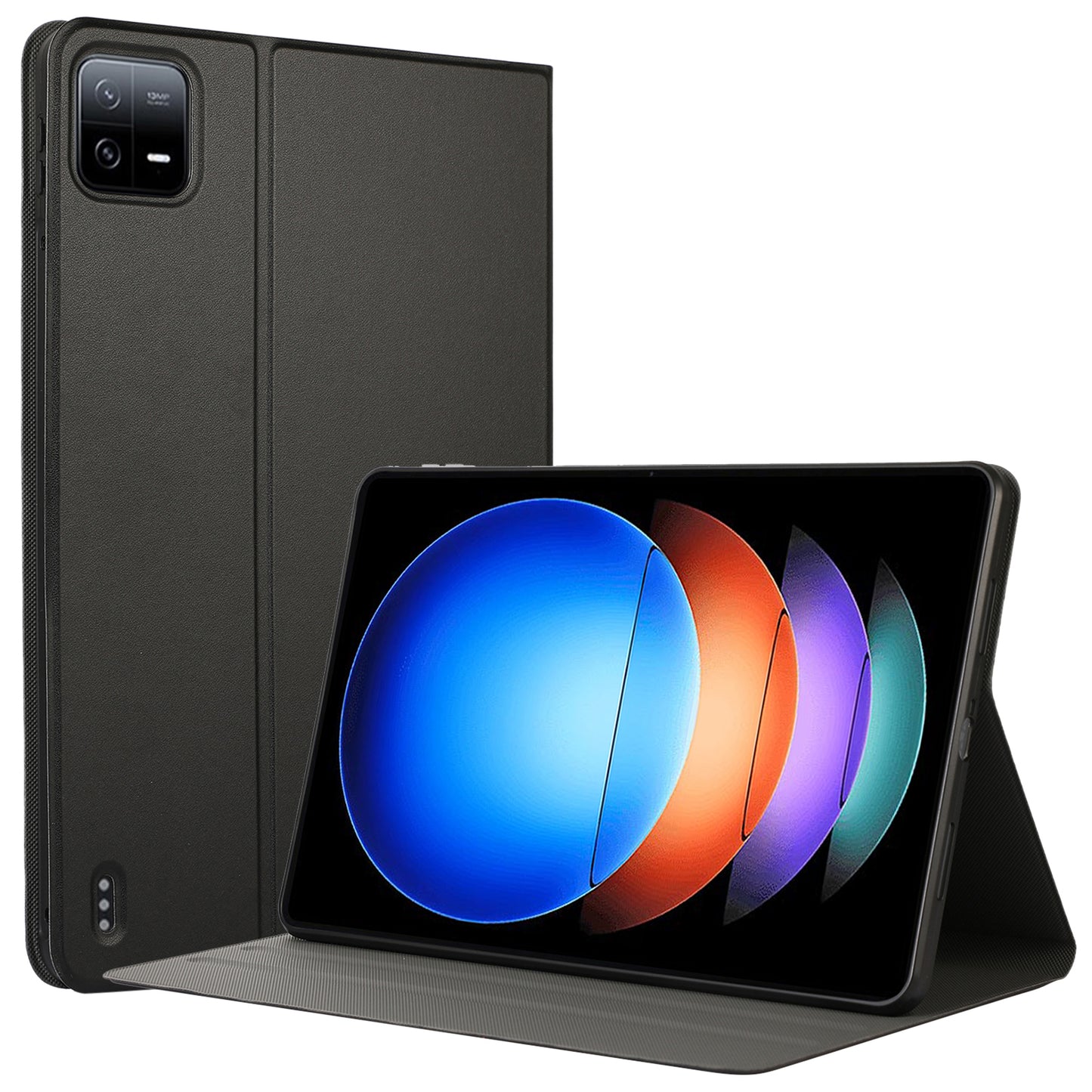 For Xiaomi Pad 6S Pro 12.4 Tablet Case Anti-Drop PU Leather Flip Cover - Black