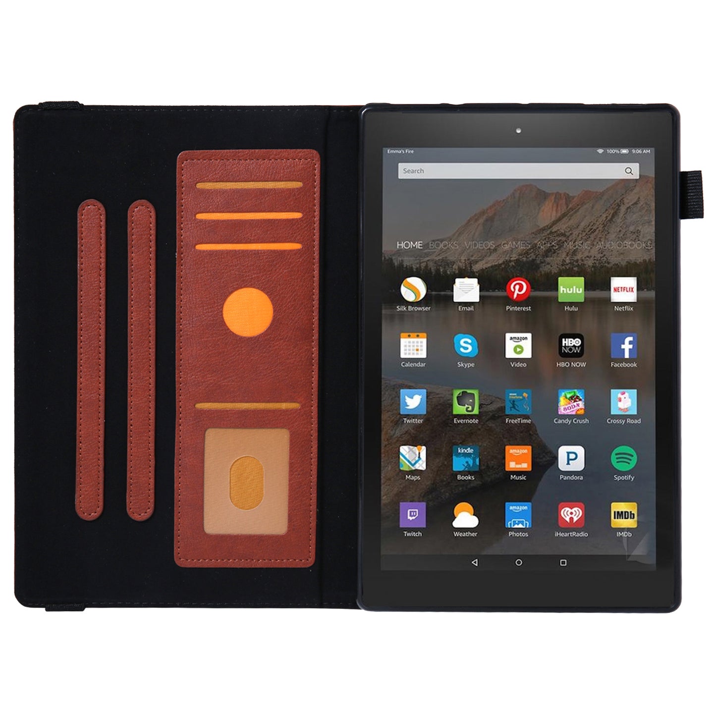 For Amazon Fire HD 10 (2015) / (2019) / (2017) Case Card Slots Shockproof Tablet Leather Flip Cover - Brown
