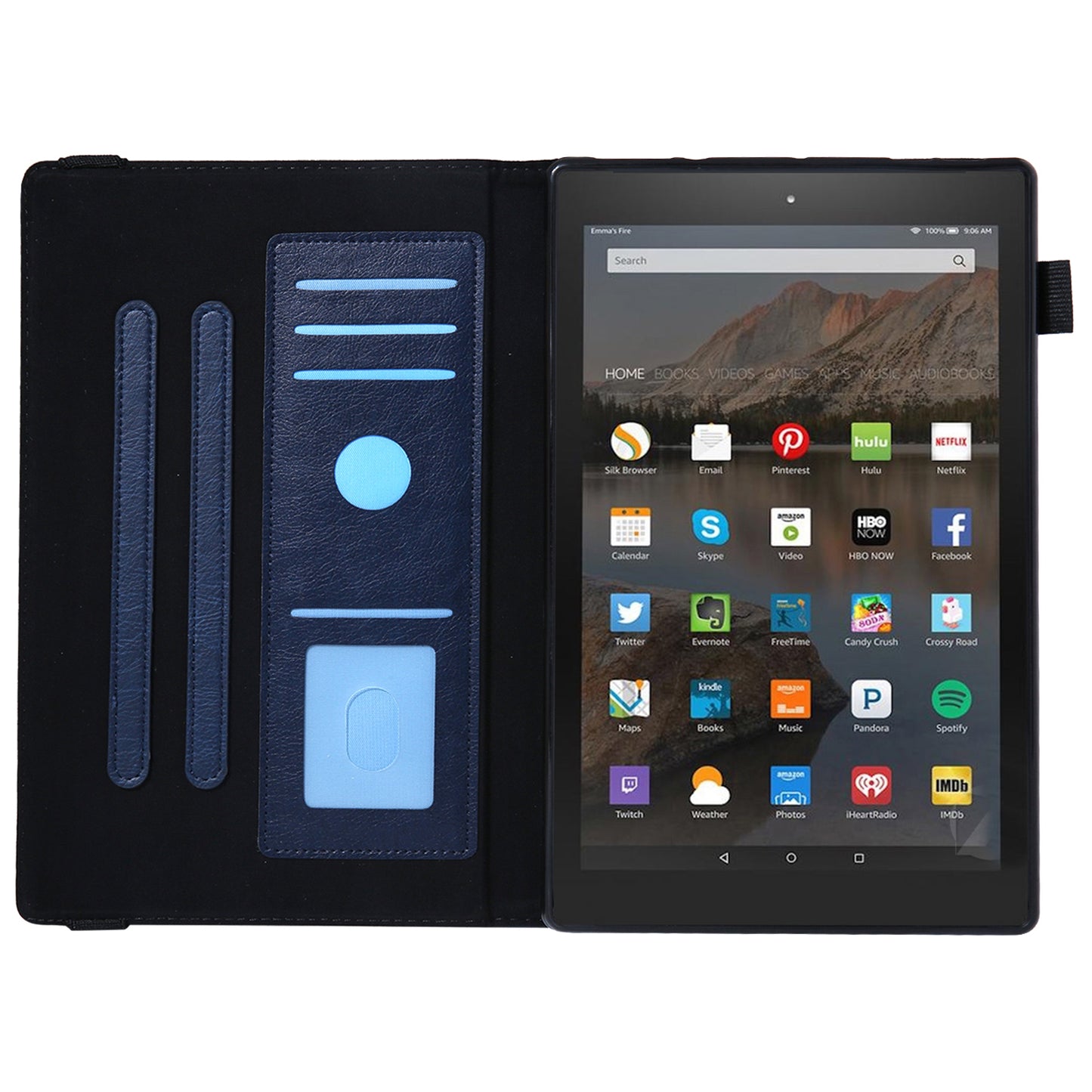 For Amazon Fire HD 10 (2015) / (2019) / (2017) Case Card Slots Shockproof Tablet Leather Flip Cover - Sapphire