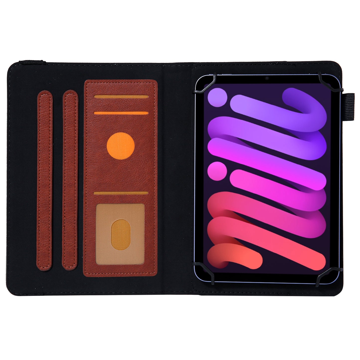 For 8-Inch Tablet Case Anti-Scratch Tablet Leather Flip Cover with Card Slots - Brown
