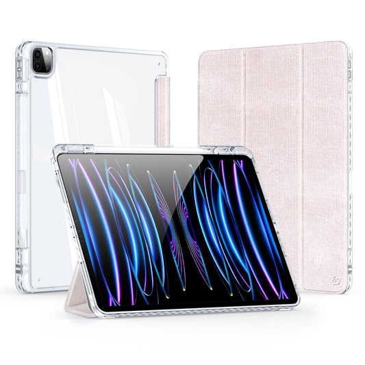 DUX DUCIS Unid Series For iPad Pro 12.9-inch (2018) (2020) (2021) (2022) TPU+PC+Leather Tablet Case with Auto Wake / Sleep - Light Pink