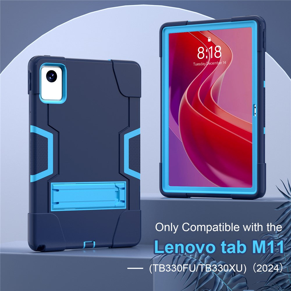 For Lenovo Tab M11 TB330FU / TB330XU / Xiaoxin Pad 11 2024 Case Robot Style Silicone + PC Kickstand Tablet Cover - Navy Blue / Blue