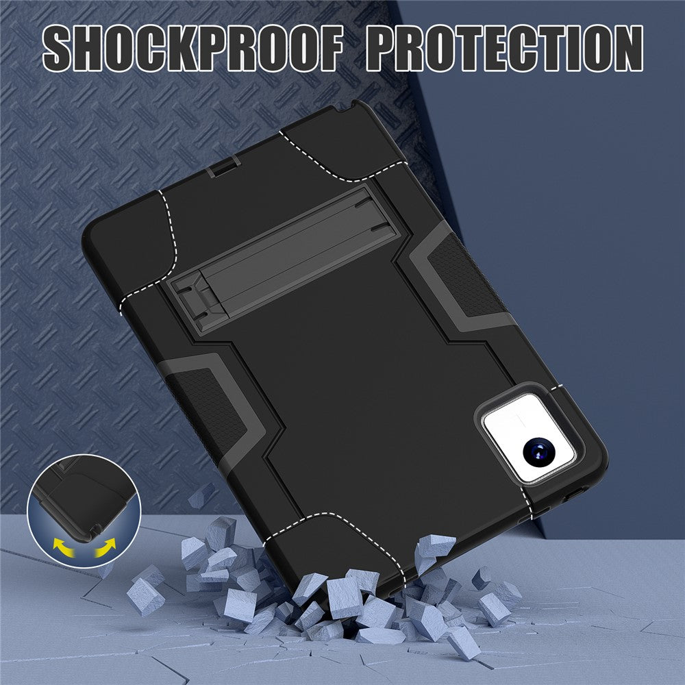 For Lenovo Tab M11 TB330FU / TB330XU / Xiaoxin Pad 11 2024 Case Robot Style Silicone + PC Kickstand Tablet Cover - Black