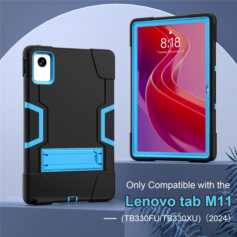 For Lenovo Tab M11 TB330FU / TB330XU / Xiaoxin Pad 11 2024 Case Robot Style Silicone + PC Kickstand Tablet Cover - Black / Blue
