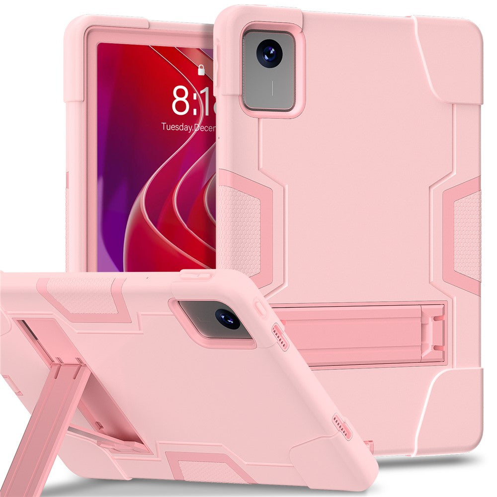 For Lenovo Tab M11 TB330FU / TB330XU / Xiaoxin Pad 11 2024 Case Robot Style Silicone + PC Kickstand Tablet Cover - Rose Gold