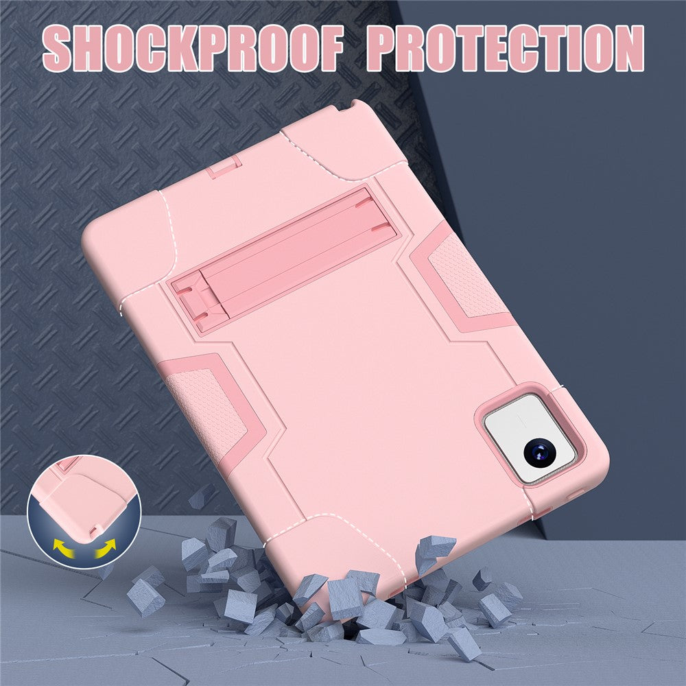 For Lenovo Tab M11 TB330FU / TB330XU / Xiaoxin Pad 11 2024 Case Robot Style Silicone + PC Kickstand Tablet Cover - Rose Gold