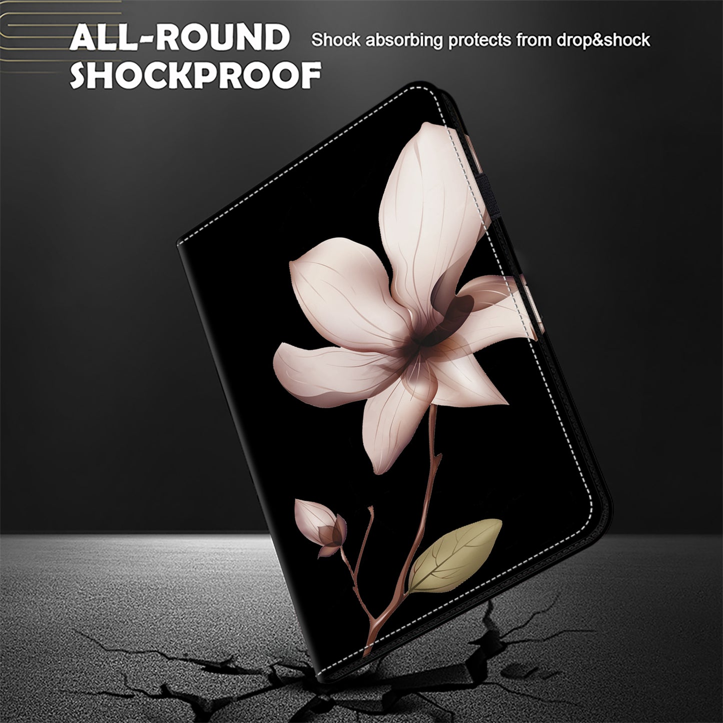 For Honor Pad X9 Case PU Leather Folio Stand Pattern Printing Tablet Cover - Pink Flower
