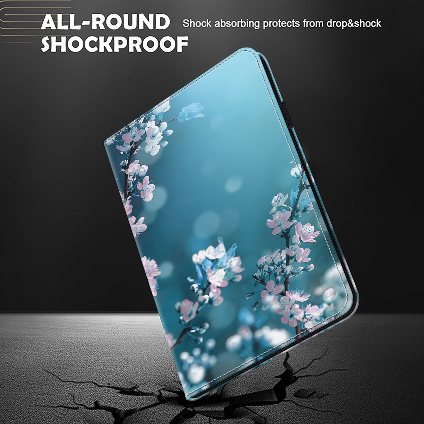 For Honor Pad X9 Case PU Leather Folio Stand Pattern Printing Tablet Cover - Peach Blossom