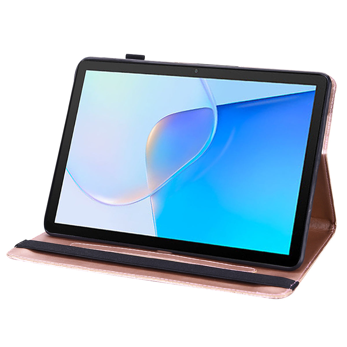 For Honor Pad X9 Case Flower Pattern PU Leather Folio Stand Tablet Cover with Card Slots - Rose Gold
