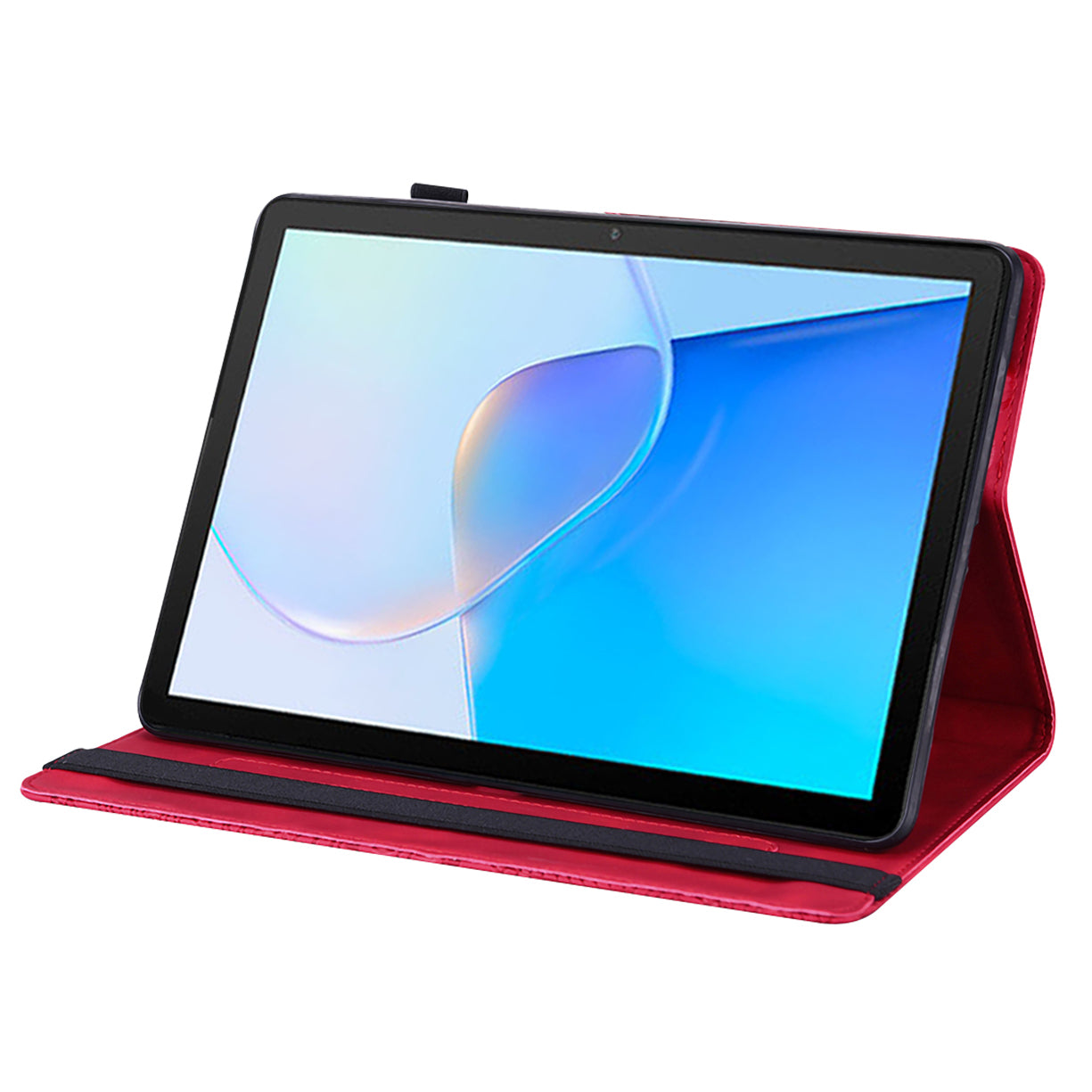 For Honor Pad X9 Case Flower Pattern PU Leather Folio Stand Tablet Cover with Card Slots - Red
