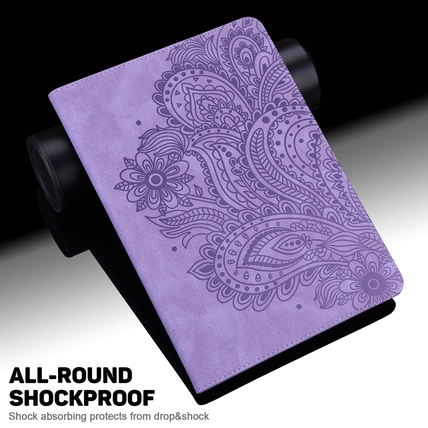 For Honor Pad X9 Case Flower Pattern PU Leather Folio Stand Tablet Cover with Card Slots - Purple