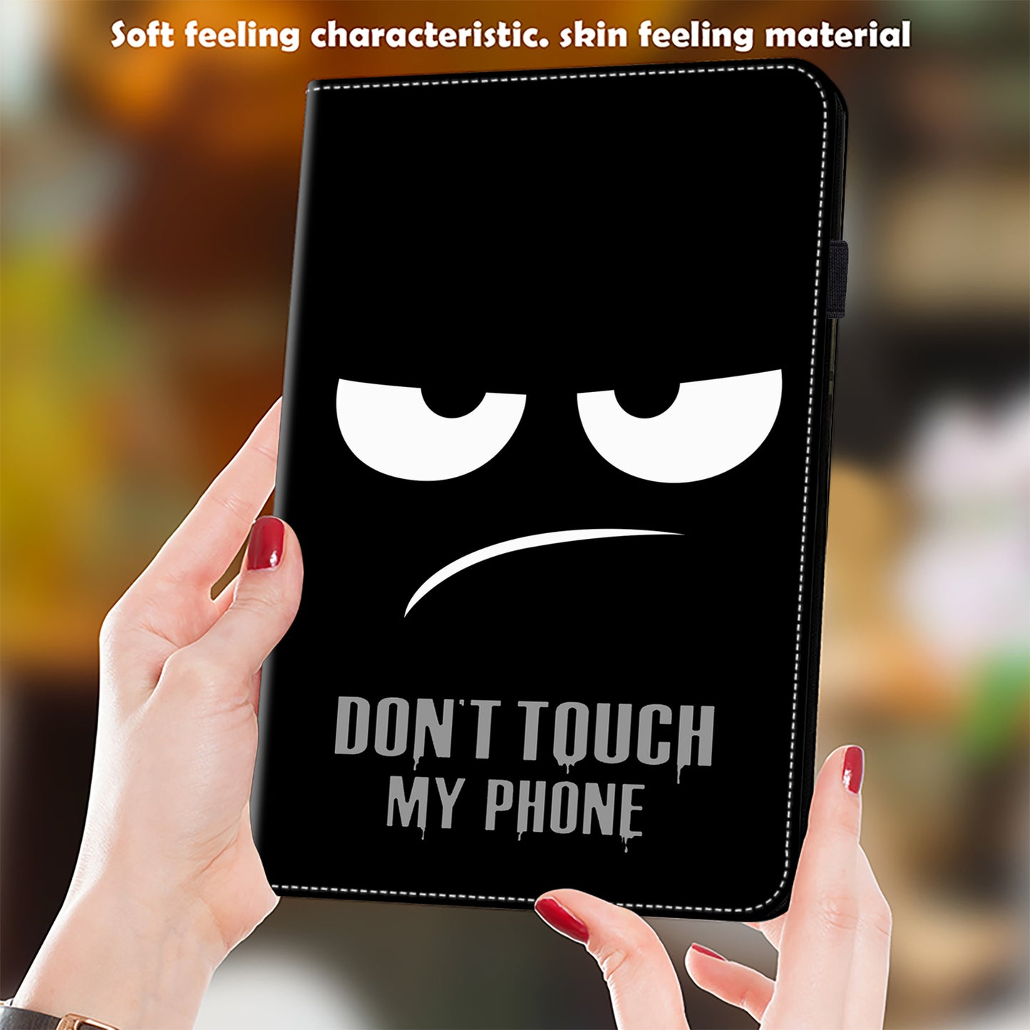 For Honor Pad 8 Case PU Leather Pattern Viewing Stand Card Slots Tablet Cover - Don&#39;t Touch My Phone