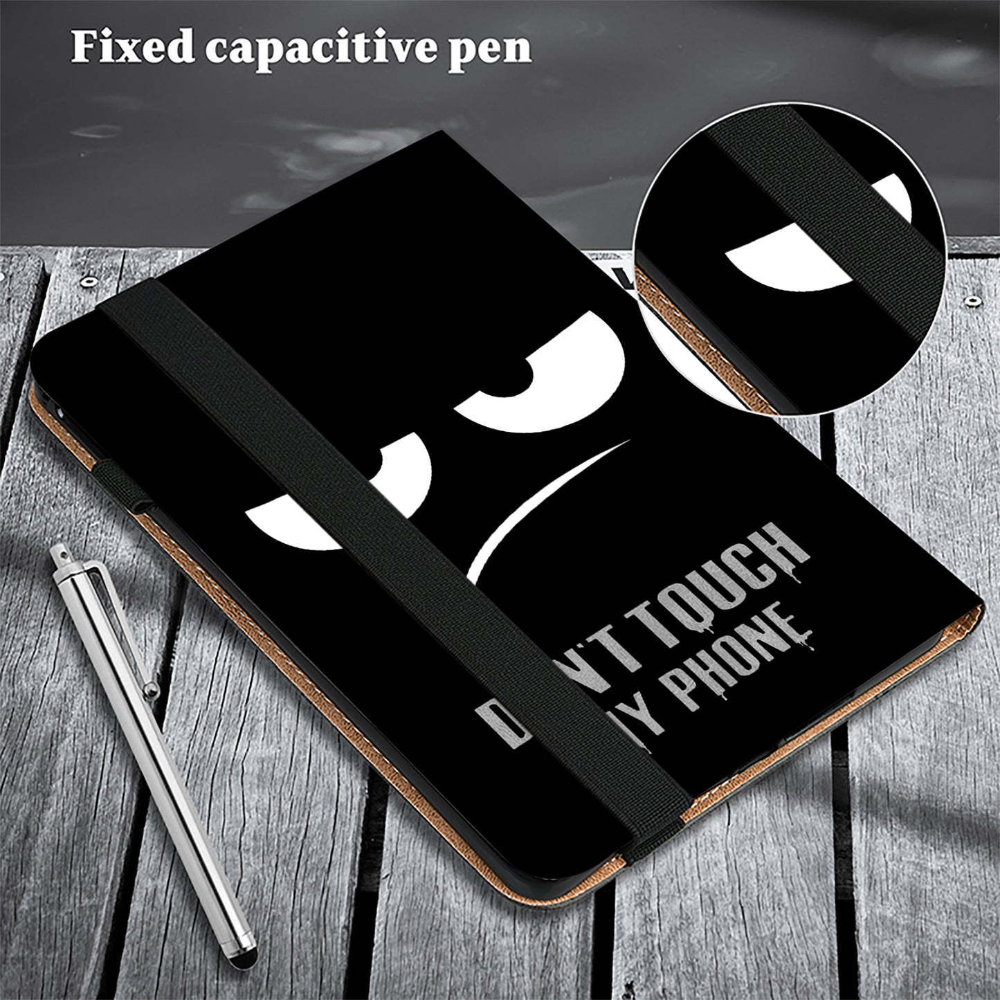 For Honor Pad 8 Case PU Leather Pattern Viewing Stand Card Slots Tablet Cover - Don&#39;t Touch My Phone