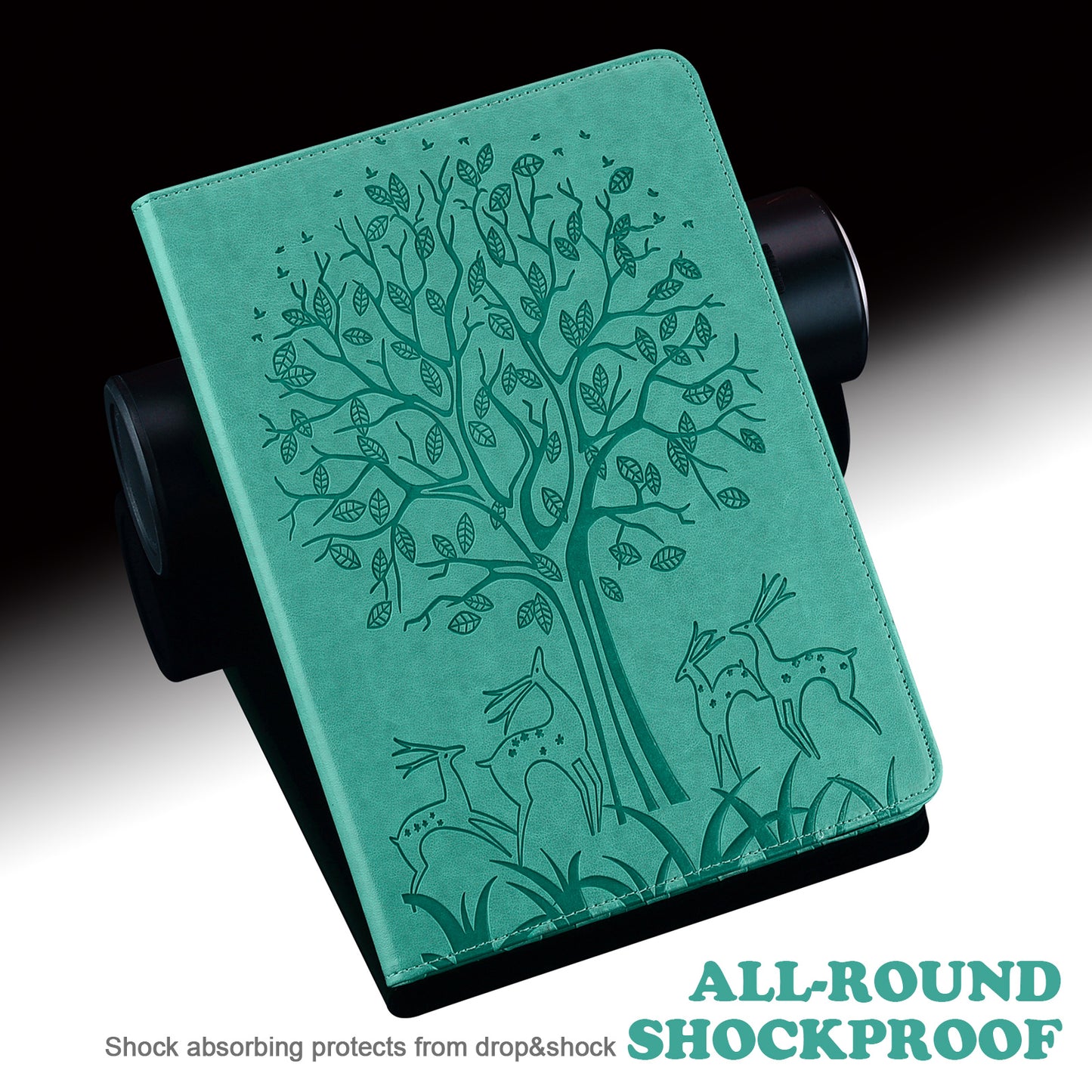 For Honor Pad 8 Case PU Leather Tree Deer Pattern Tablet Cover with Card Slots - Green