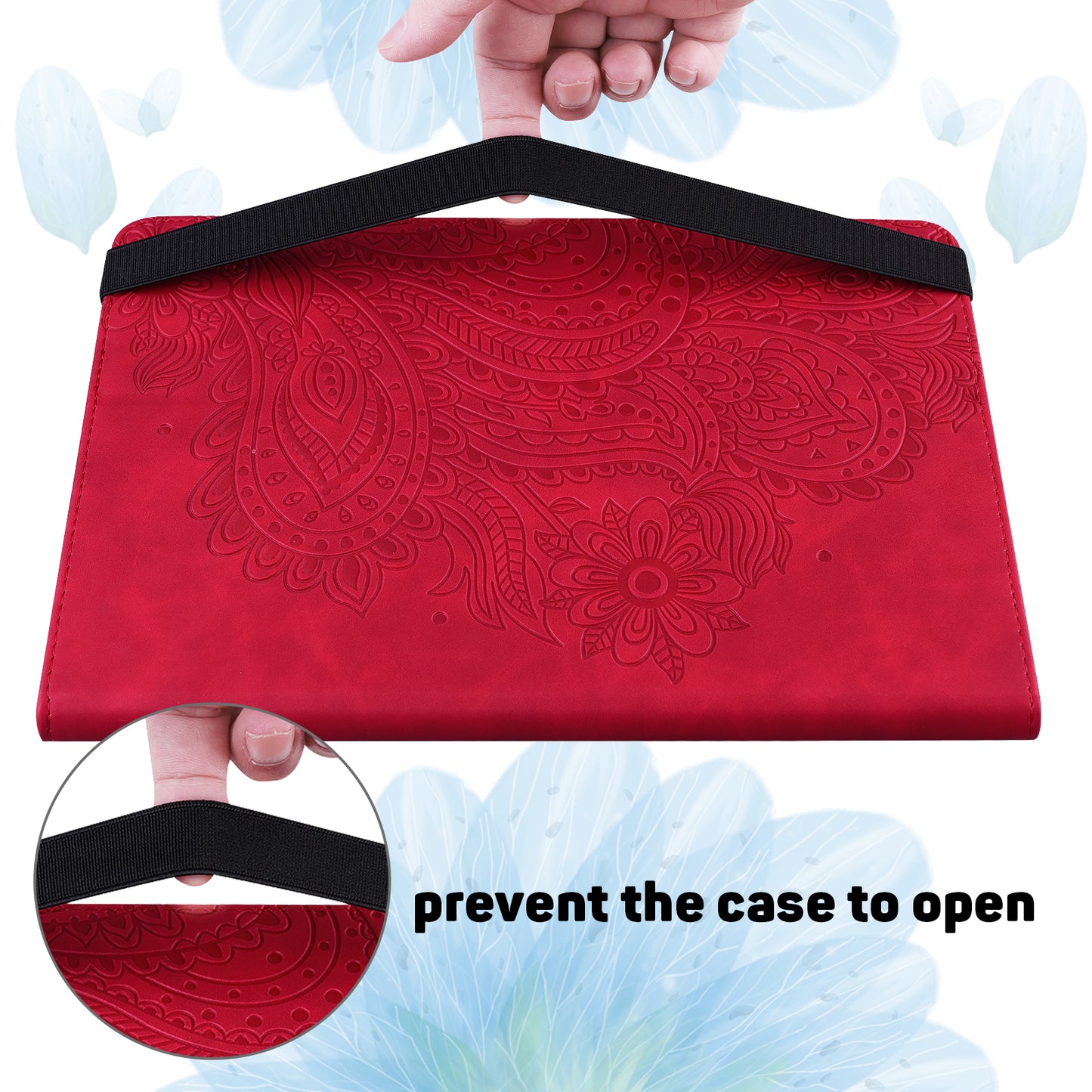 For Honor Pad 8 Case Flower Pattern PU Leather Card Slots Stand Protective Tablet Cover - Red