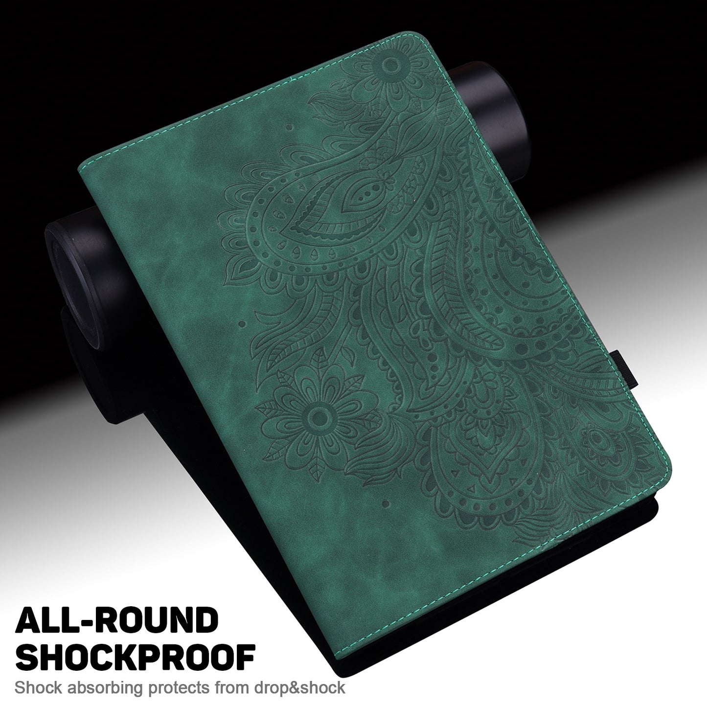 For Honor Pad 8 Case Flower Pattern PU Leather Card Slots Stand Protective Tablet Cover - Green