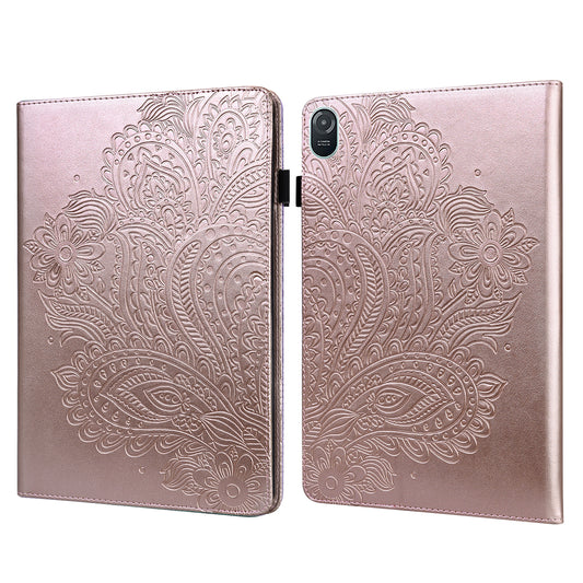 For Honor Pad 8 Case Flower Pattern PU Leather Card Slots Stand Protective Tablet Cover - Rose Gold