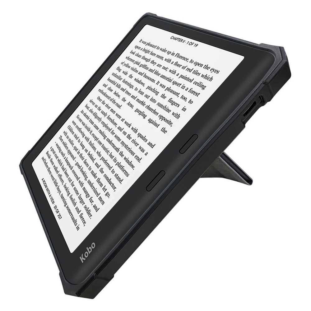 For Kobo Libra 2 N418 Case Soft TPU+PU Leather Tablet Cover with Origami Stand - Blue