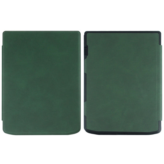 For PocketBook InkPad Color 2 / 3 PB743 Case Skin-Touch PU Leather E-Reader Cover with Auto Wake / Sleep - Blackish Green