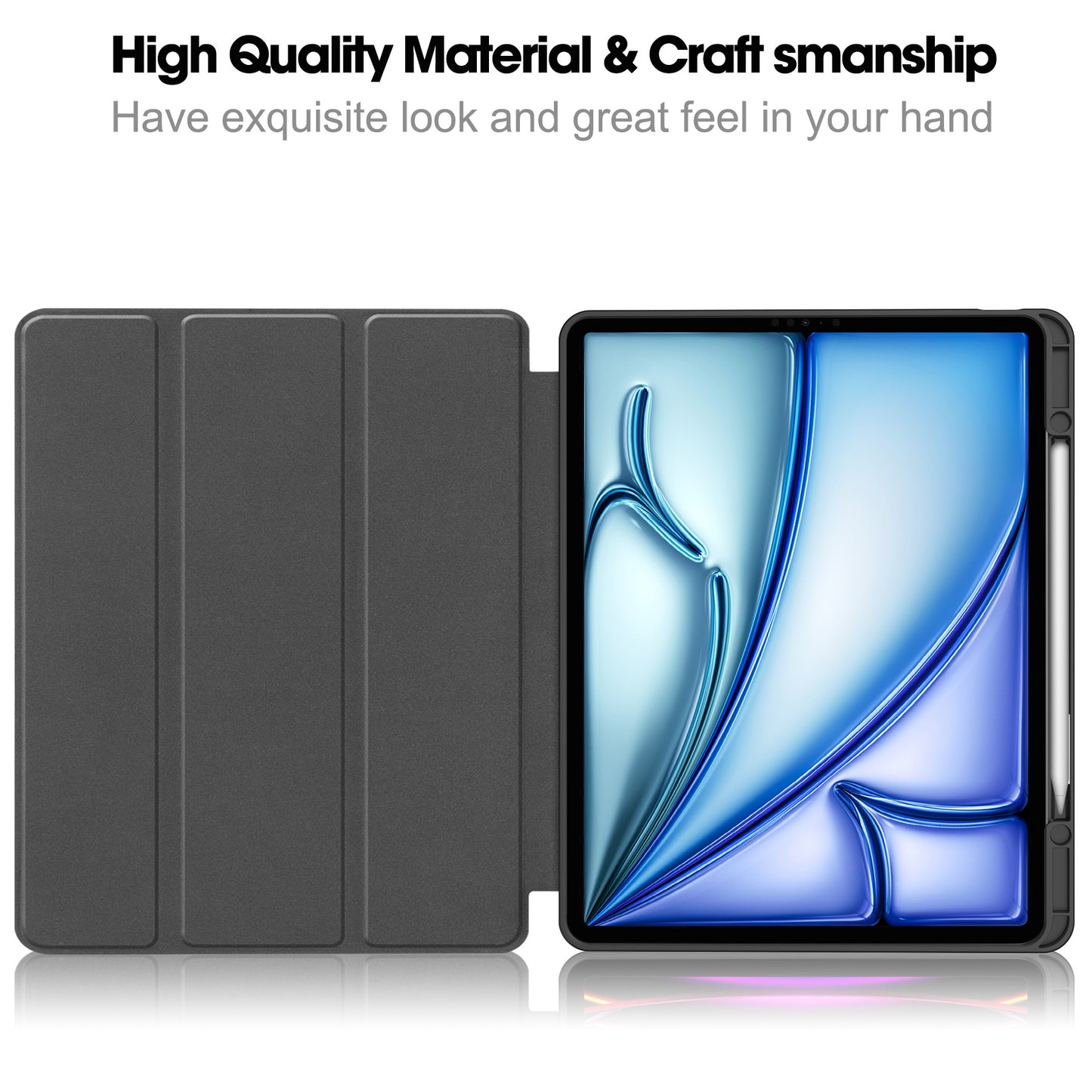 For iPad Air 13 (2024) Case Pattern Printing Tri-fold Stand Leather Cover with Pen Slot - Apricot Blossom