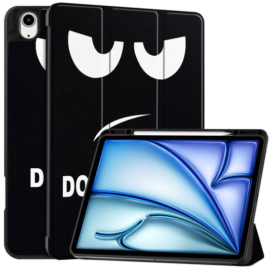 For iPad Air 13 (2024) Case Pattern Printing Tri-fold Stand Leather Cover with Pen Slot - Don&#39;t Touch Me
