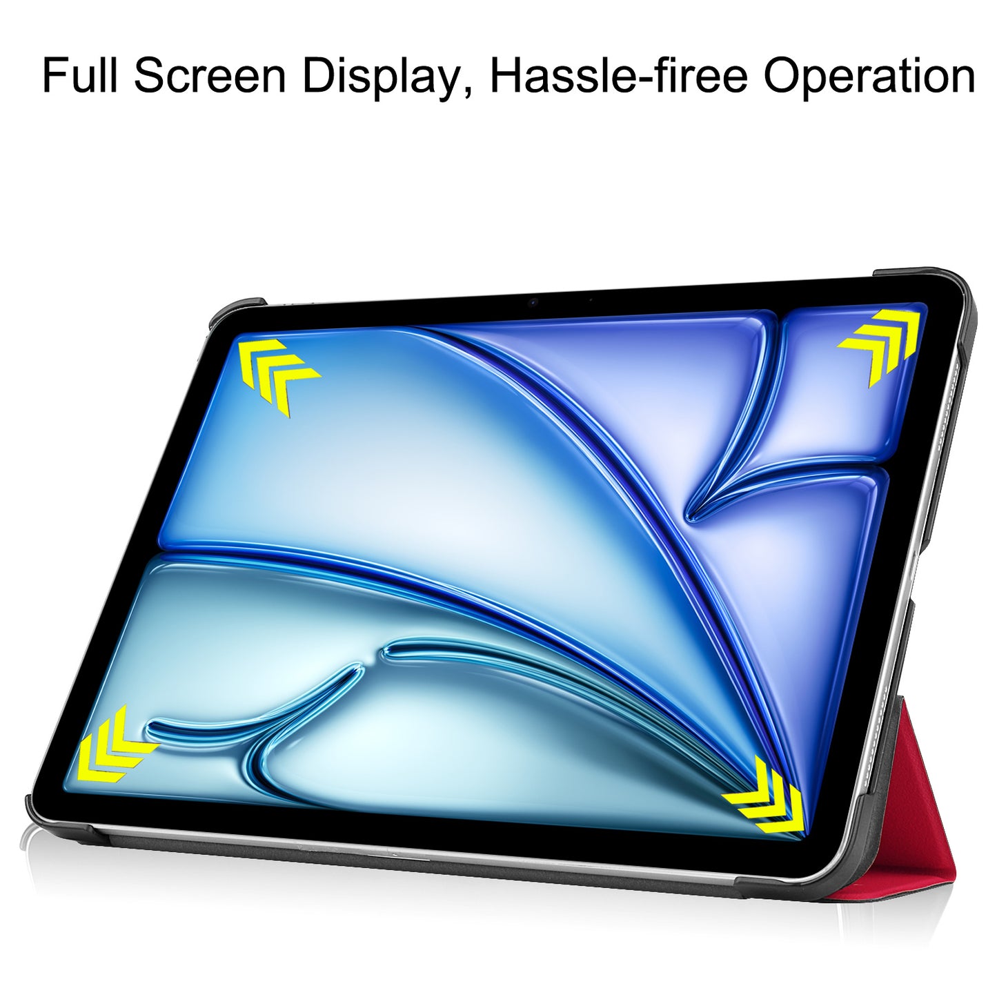 For iPad Air 13 (2024) Case Auto Wake  /  Sleep Tri-fold Stand Leather Tablet Cover - Red