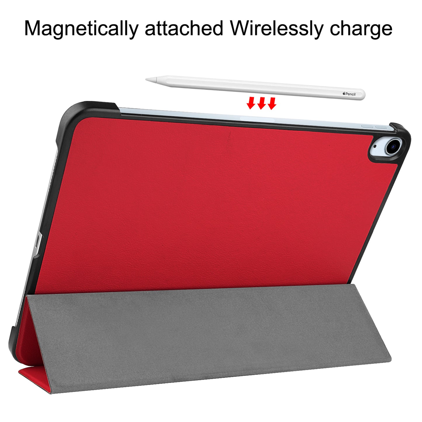 For iPad Air 13 (2024) Case Auto Wake  /  Sleep Tri-fold Stand Leather Tablet Cover - Red