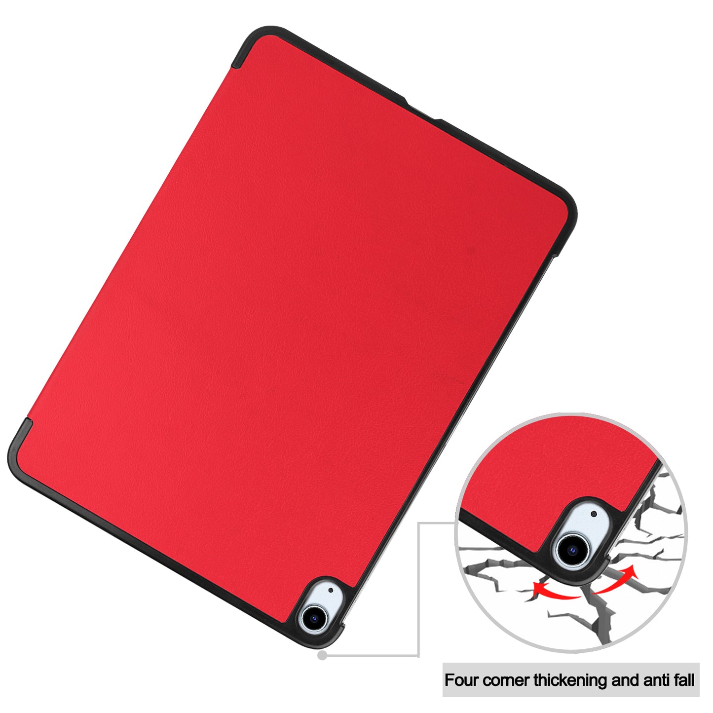 For iPad Air 13 (2024) Case Auto Wake  /  Sleep Tri-fold Stand Leather Tablet Cover - Red