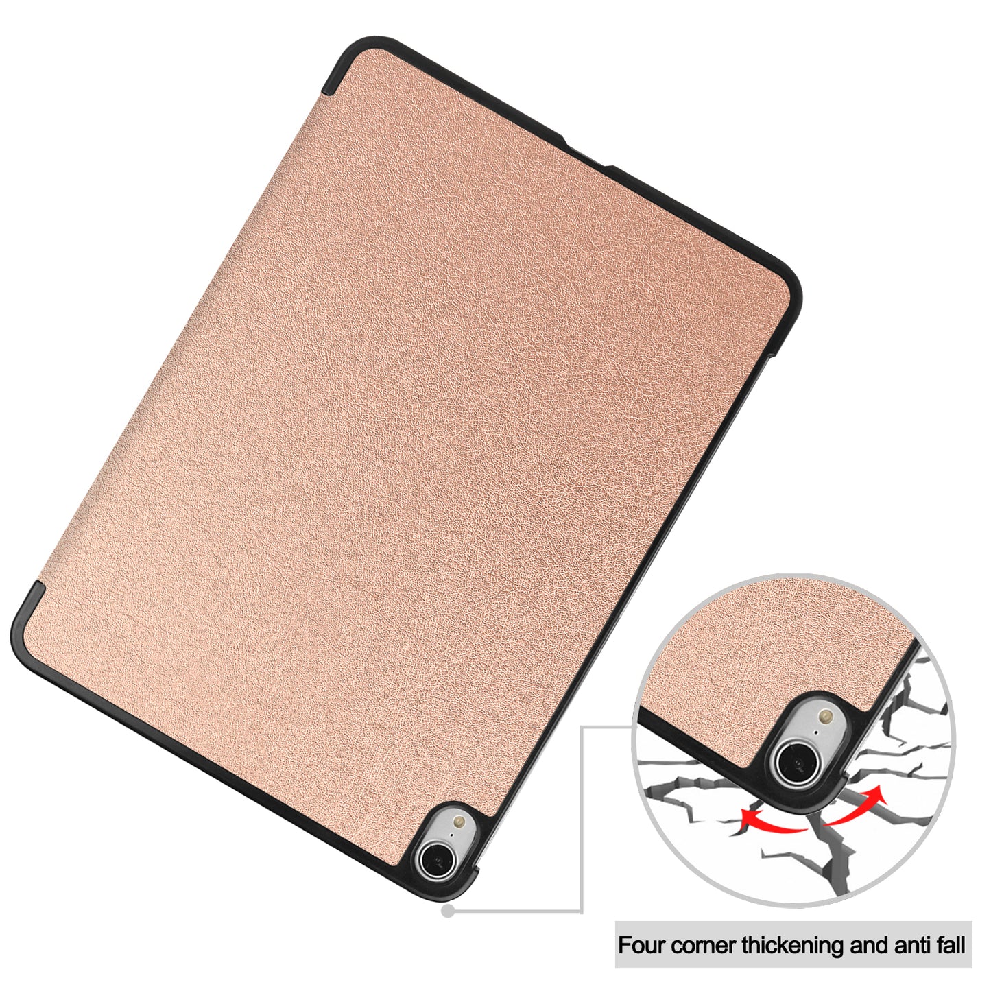 For iPad Air 13 (2024) Case Auto Wake  /  Sleep Tri-fold Stand Leather Tablet Cover - Rose Gold