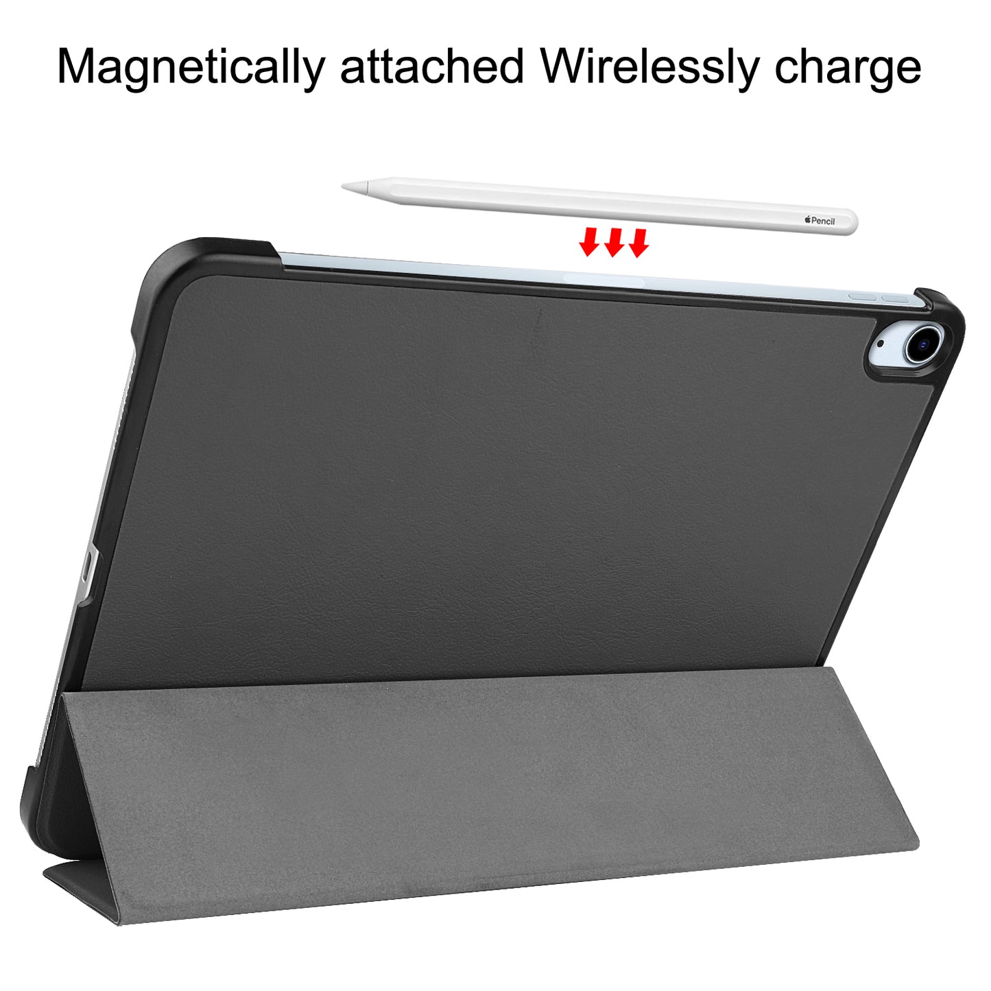 For iPad Air 13 (2024) Case Auto Wake  /  Sleep Tri-fold Stand Leather Tablet Cover - Grey
