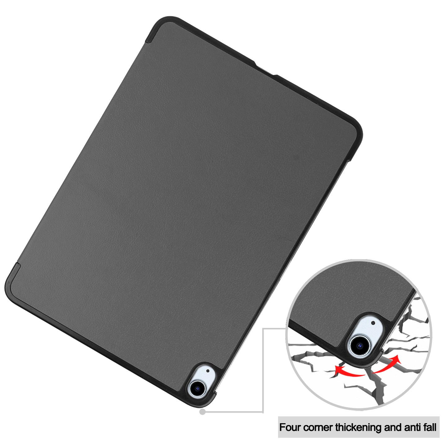 For iPad Air 13 (2024) Case Auto Wake  /  Sleep Tri-fold Stand Leather Tablet Cover - Grey