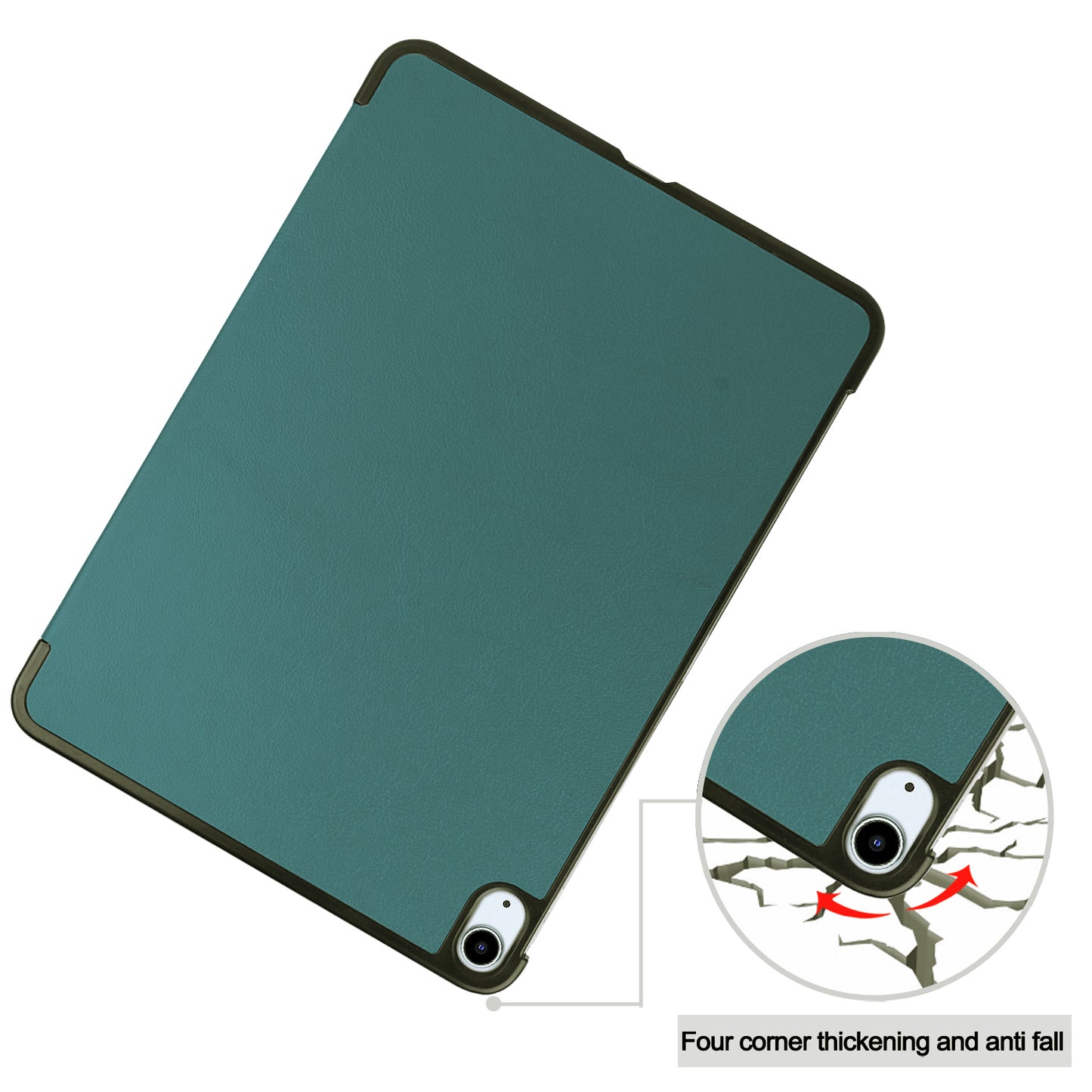 For iPad Air 13 (2024) Case Auto Wake  /  Sleep Tri-fold Stand Leather Tablet Cover - Blackish Green