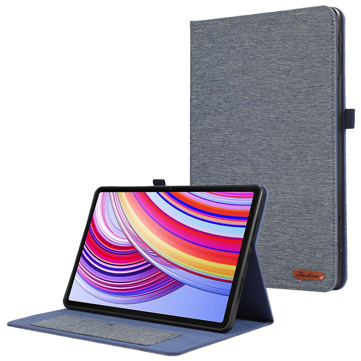 For Xiaomi Redmi Pad Pro Card Holder Cloth Texture Leather Case Tablet Stand Cover - Blue