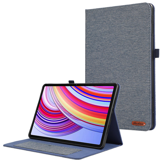 For Xiaomi Redmi Pad Pro Card Holder Cloth Texture Leather Case Tablet Stand Cover - Blue