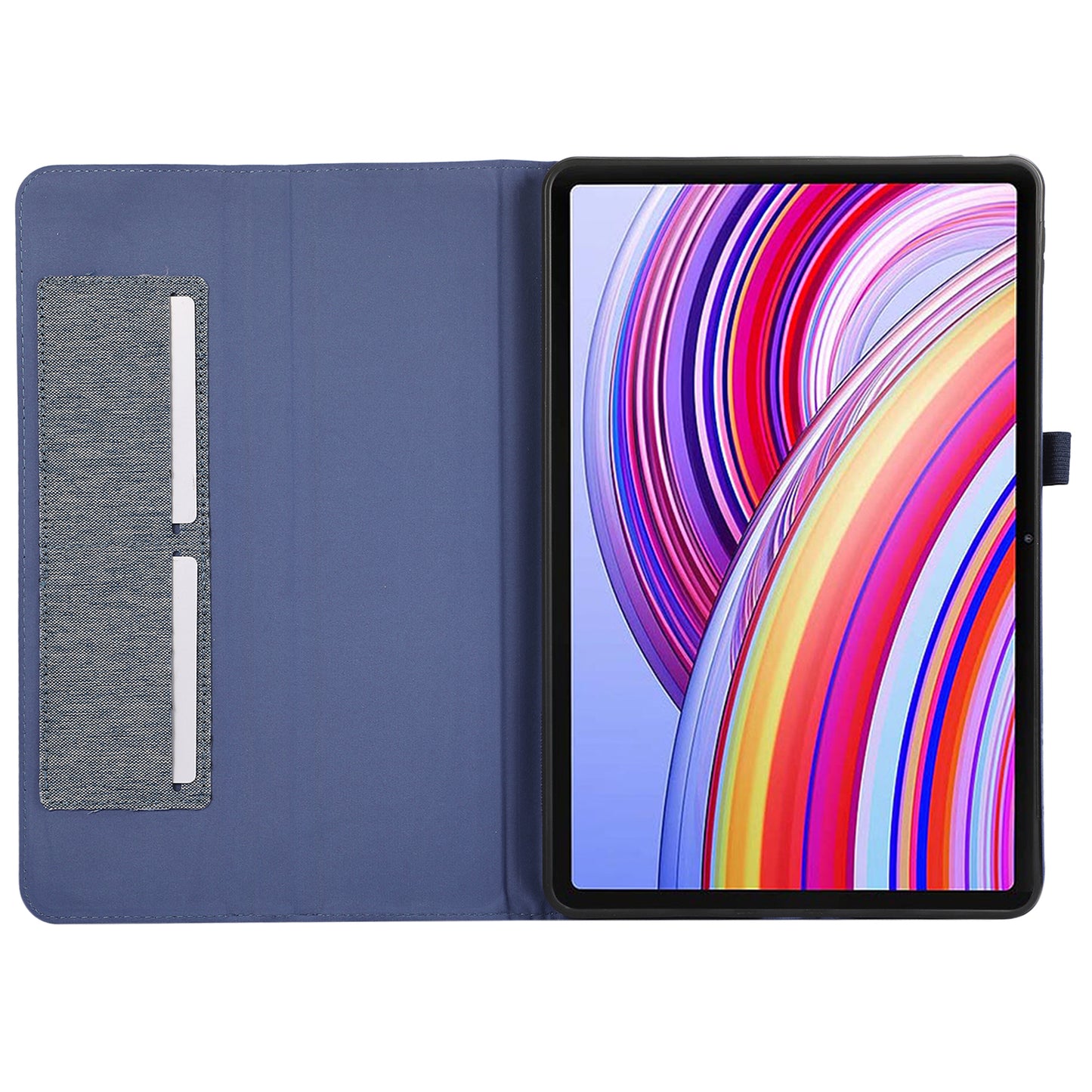 For Xiaomi Redmi Pad Pro Card Holder Cloth Texture Leather Case Tablet Stand Cover - Blue