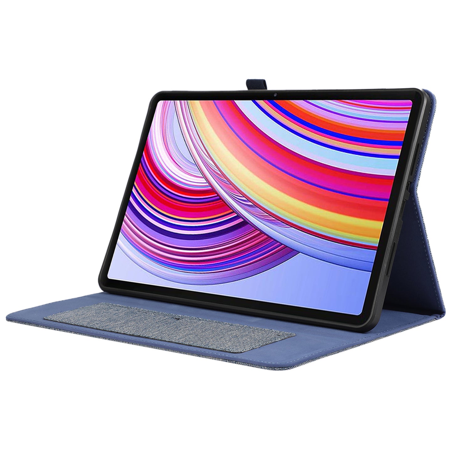 For Xiaomi Redmi Pad Pro Card Holder Cloth Texture Leather Case Tablet Stand Cover - Blue