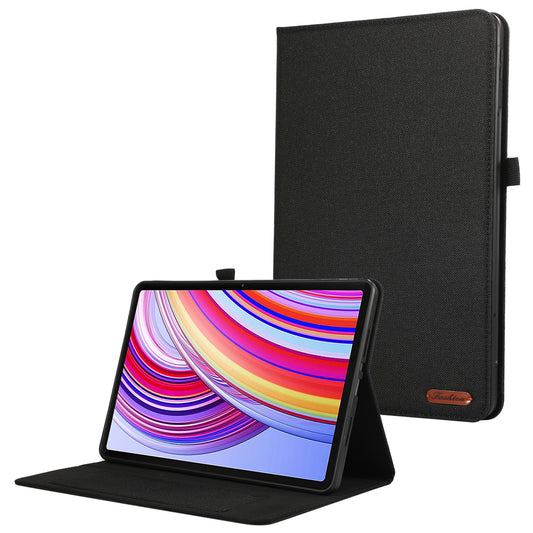 For Xiaomi Redmi Pad Pro Card Holder Cloth Texture Leather Case Tablet Stand Cover - Black