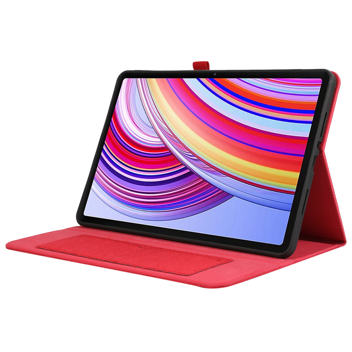 For Xiaomi Redmi Pad Pro Card Holder Cloth Texture Leather Case Tablet Stand Cover - Red
