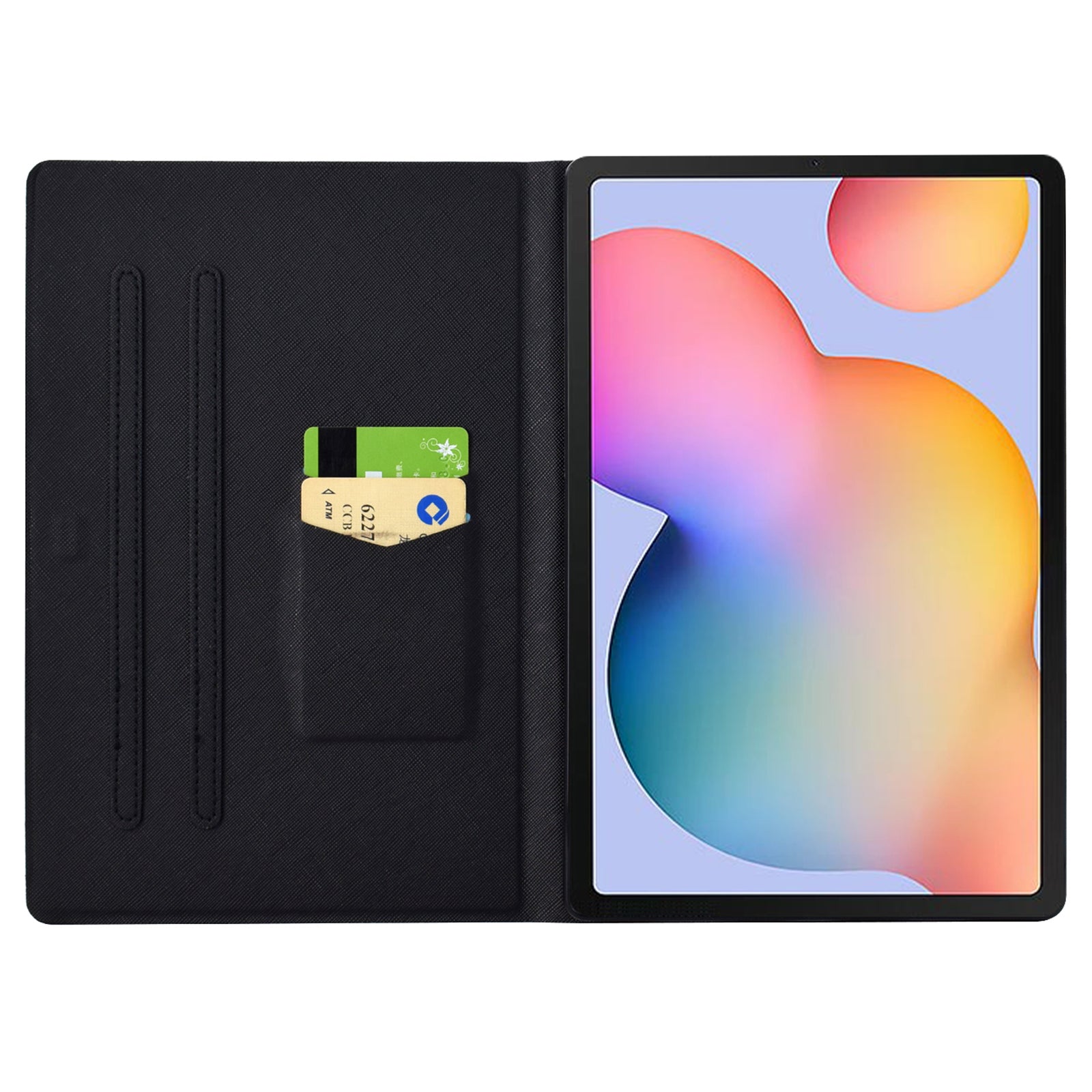 For Samsung Galaxy Tab S6 Lite (2020) / (2022) / (2024) (SM-P610 / 615) Case Pattern Printing Leather Tablet Cover with Card Holder - Petal