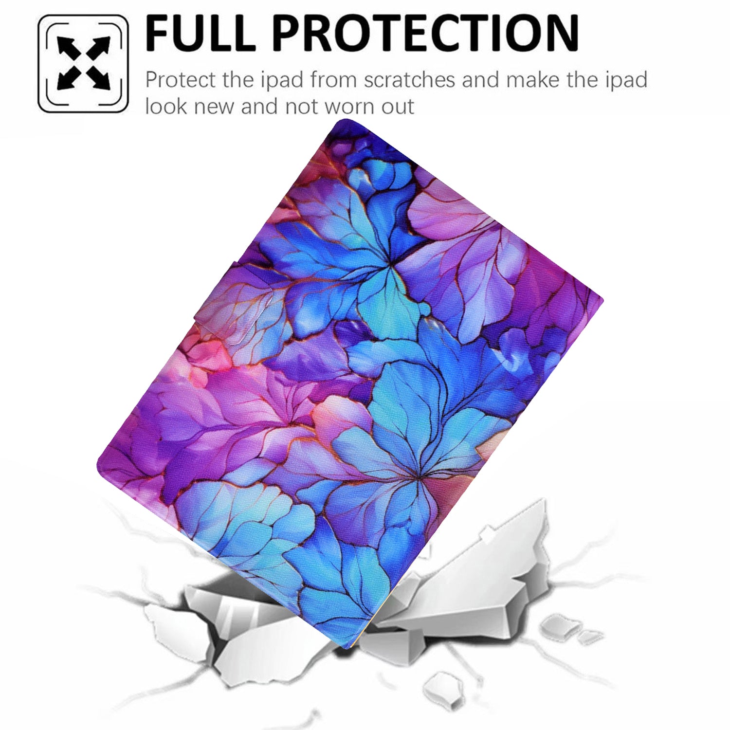 For Samsung Galaxy Tab S6 Lite (2020) / (2022) / (2024) (SM-P610 / 615) Case Pattern Printing Leather Tablet Cover with Card Holder - Petal
