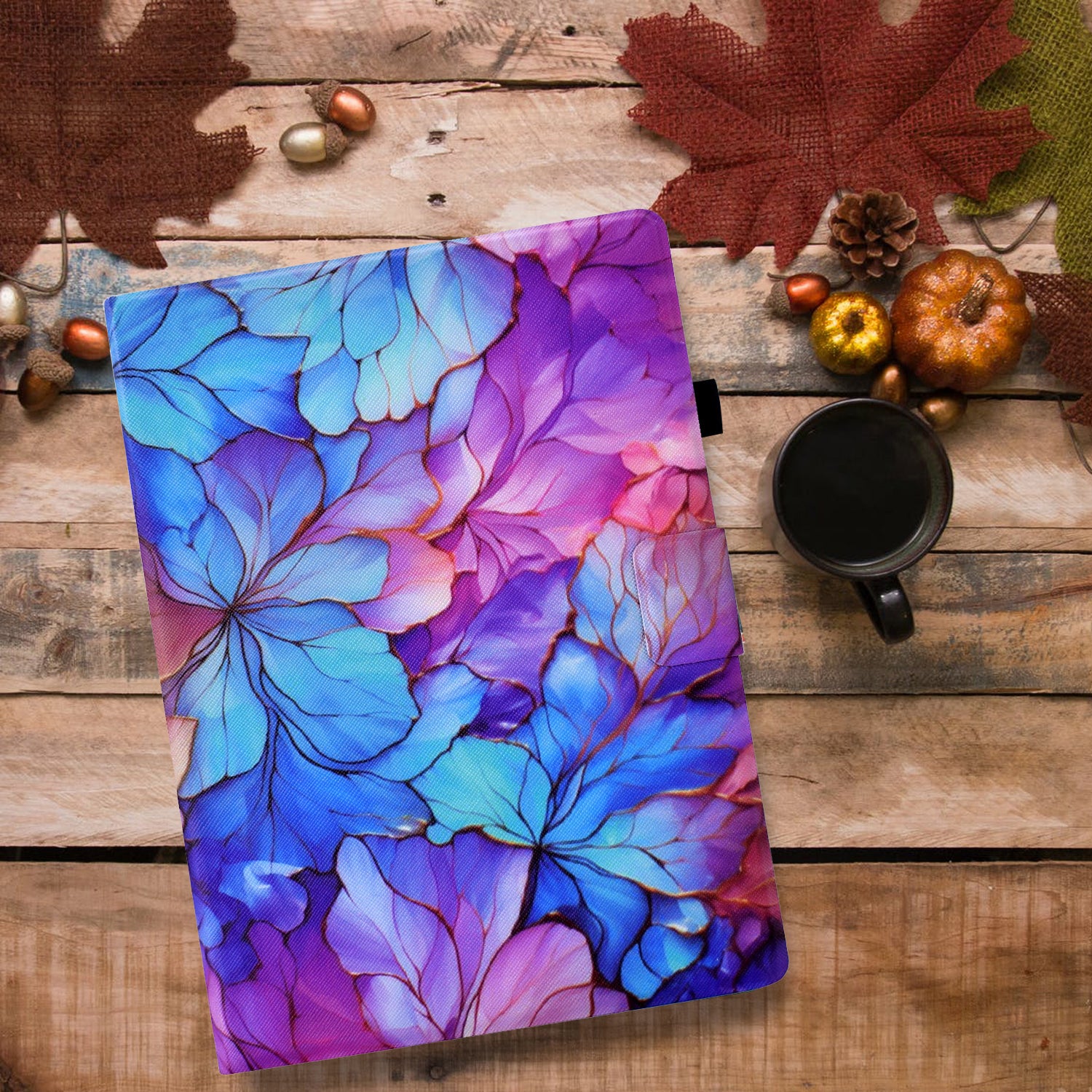 For Samsung Galaxy Tab S6 Lite (2020) / (2022) / (2024) (SM-P610 / 615) Case Pattern Printing Leather Tablet Cover with Card Holder - Petal
