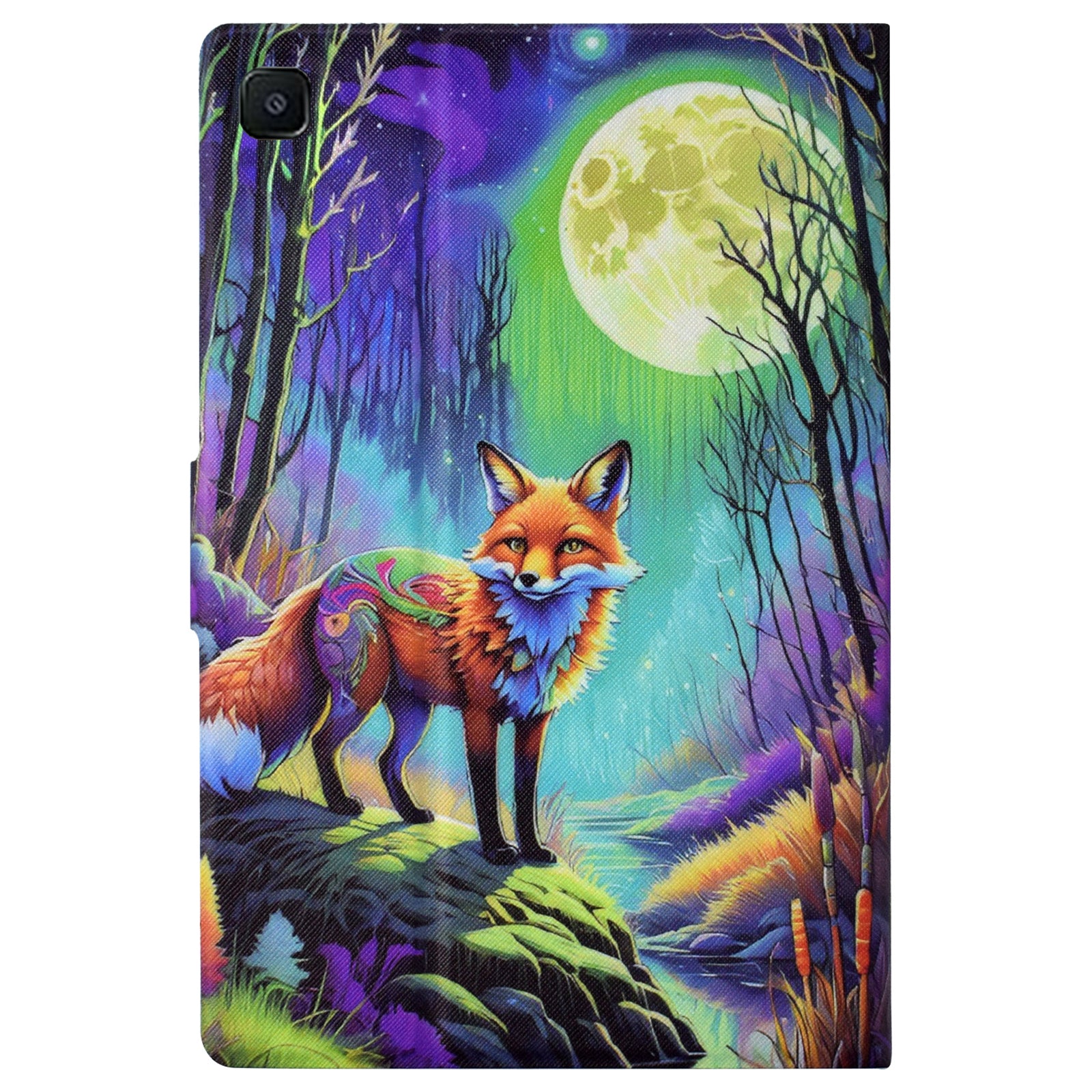 For Samsung Galaxy Tab S6 Lite (2020) / (2022) / (2024) (SM-P610 / 615) Case Pattern Printing Leather Tablet Cover with Card Holder - Moonlight Fox