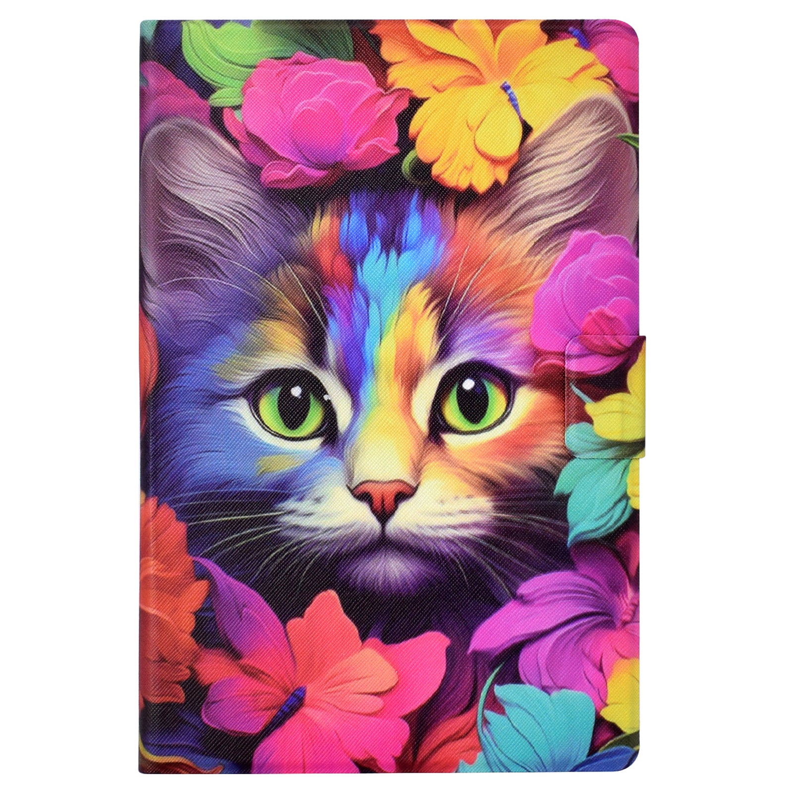 For Samsung Galaxy Tab S6 Lite (2020) / (2022) / (2024) (SM-P610 / 615) Case Pattern Printing Leather Tablet Cover with Card Holder - Rose Cat