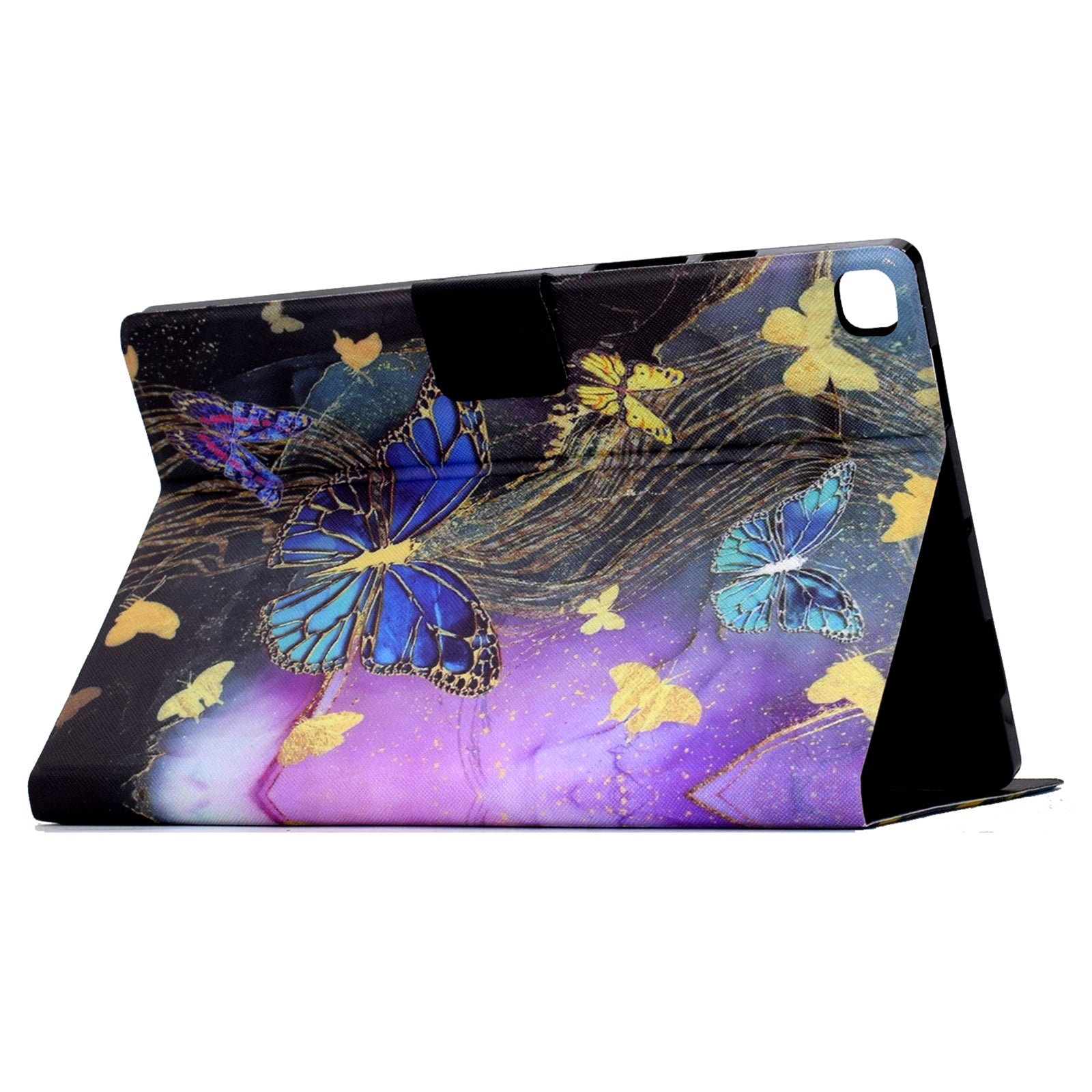 For Samsung Galaxy Tab A7 10.4 (2020) T500 / T505 Case Pattern Auto Wake / Sleep Tablet Cover with Card Holder - Golden Butterflies